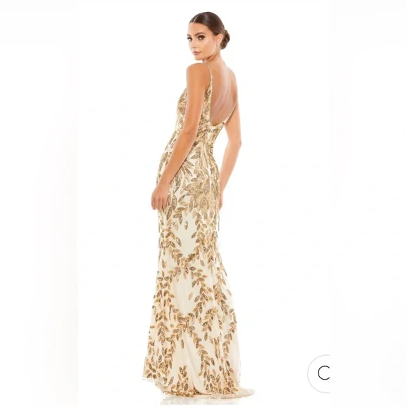 Mac Duggal Sequin Leaf Mermaid Gown